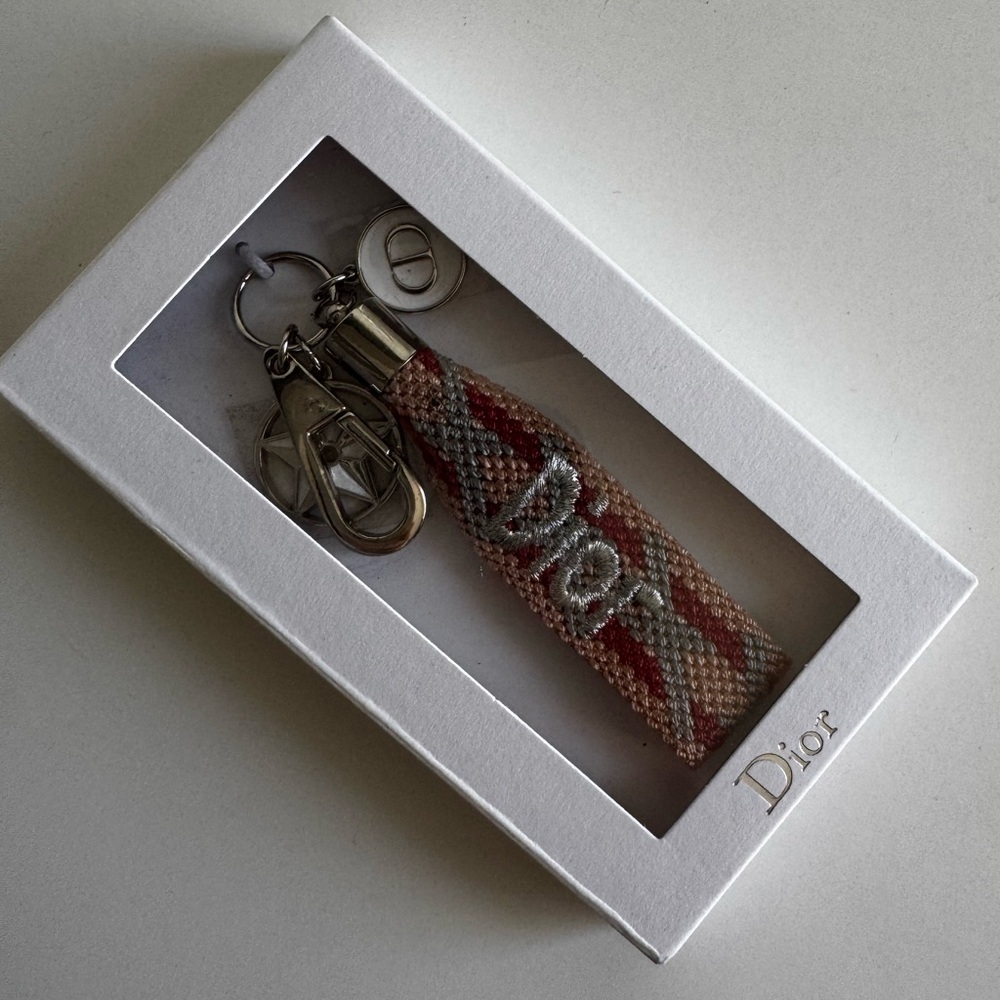 RARE Unopened Dior Keychain - Coral and Silver
